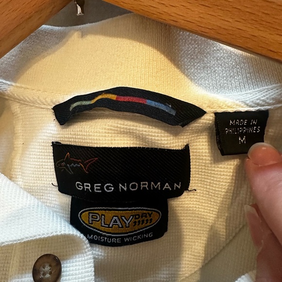 Greg Norman Collection White Polo with Black Trim - Picture 3 of 4
